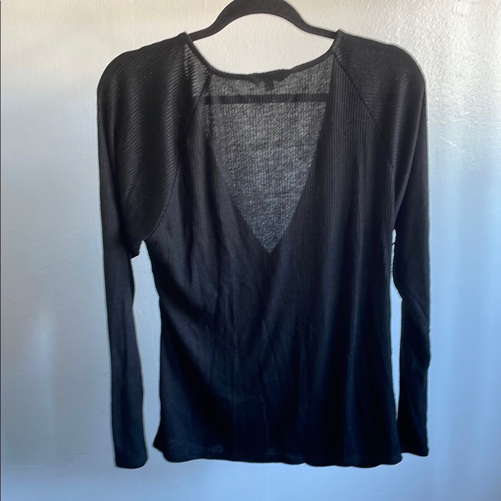 Banana Republic Factory Black Long Sleeve Wrap Blouse - Picture 4 of 4
